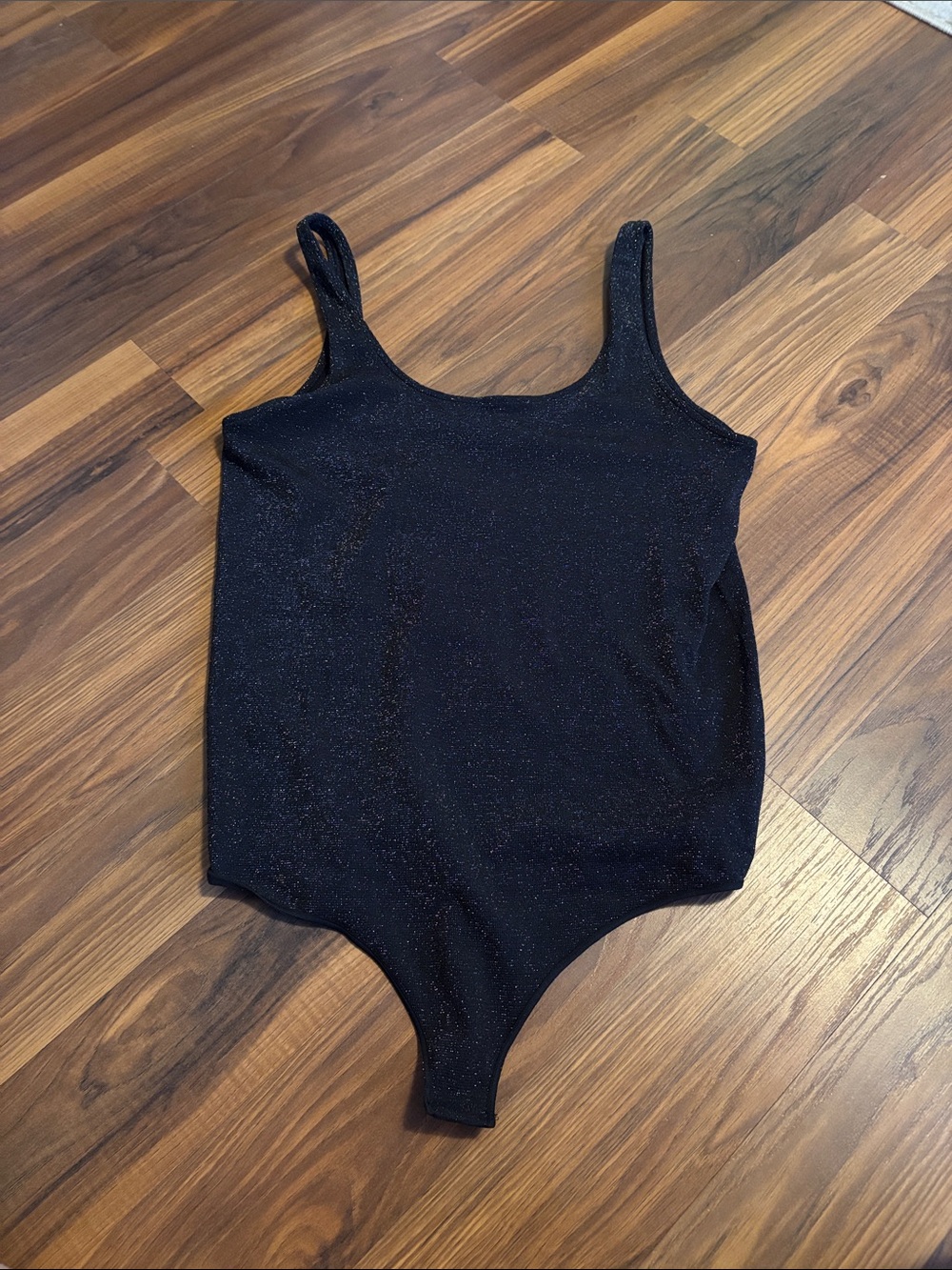 Shimmery Black Scoop Neck Bodysuit